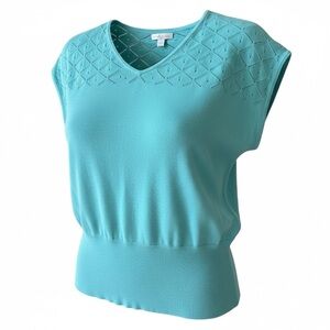 New York & Company Turquoise Knit Blouse